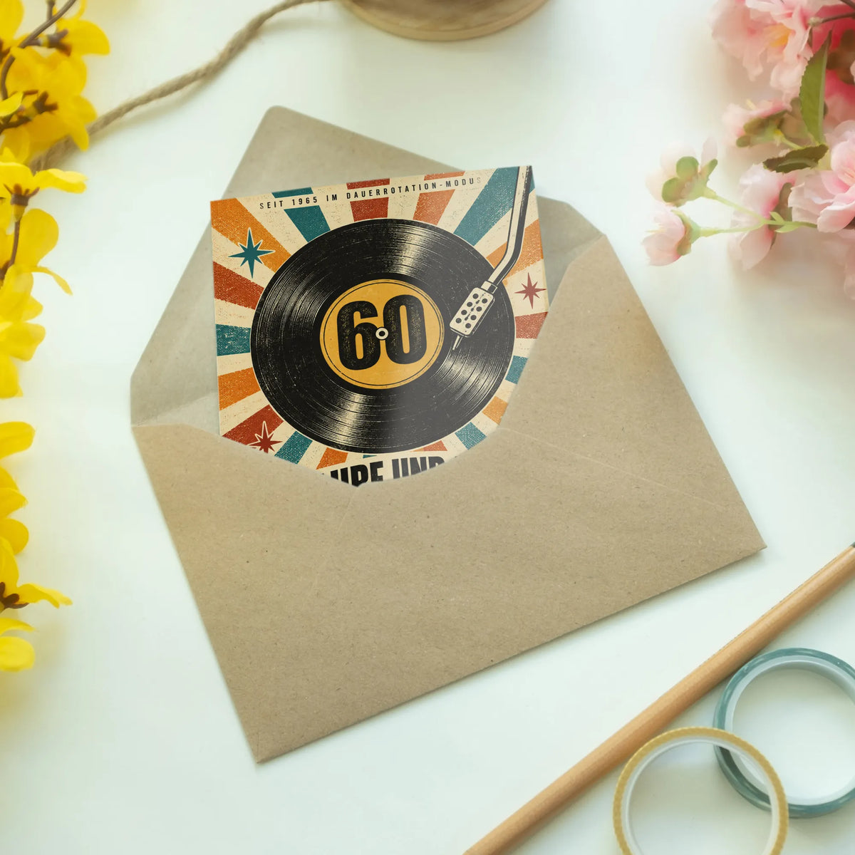 Lustige Geburtstagskarte zum 60. Geburtstag mit Schallplatte|p:2014102|h:97bd2756863d9a9e774fe0afb4a769f4