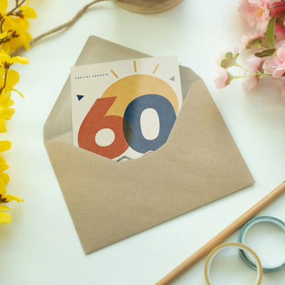 Optimistische Geburtstagskarte zum 60. Geburtstag mit aufgehender Sonne|p:2014103|h:e46dbd02c4edfdc09081840853419155