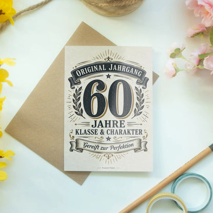 Coole Geburtstagskarte zum 60. Geburtstag mit Retro-Abzeichen|p:2014105|h:1f2b869d6ea391ceacd66f74930cbd88