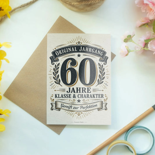 Coole Geburtstagskarte zum 60. Geburtstag mit Retro-Abzeichen|p:2014105|h:1f2b869d6ea391ceacd66f74930cbd88