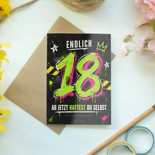 Lustige Geburtstagskarte zum 18. Geburtstag mit Graffiti-Zahl 18|p:2014106|h:77031b958df3c9b63c1b9d87fc00239b