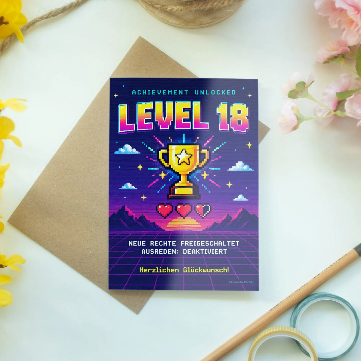 Coole Geburtstagskarte zum 18. Geburtstag mit Pixel Level|p:2014108|h:91afcb725bbd3bb951656119aa18bd54