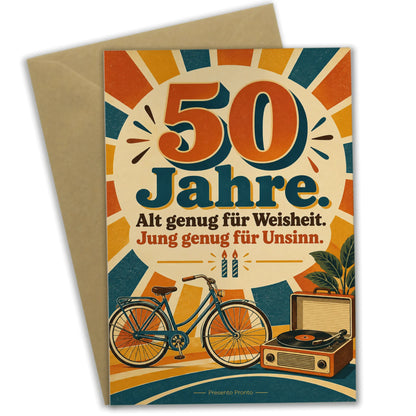 Lustige Geburtstagskarte zum 50. Geburtstag in Retrofarben|p:2014112|h:eac541f277b128e465fec1e22607ac40