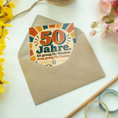 Lustige Geburtstagskarte zum 50. Geburtstag in Retrofarben|p:2014112|h:115447294c216c2d04c59d924959958c