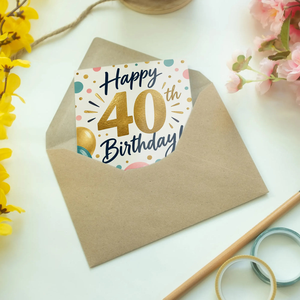 Stilvolle Geburtstagskarte zum 40. Geburtstag mit botanischen Zweigen|p:2014117|h:4b79d067f5686476f3c1baaf42d9bddd