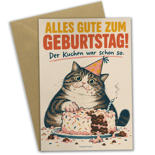 Lustige Geburtstagskarte mit naschender Katze|p:2014121|h:473739e69da431591bc776f98a85f9db