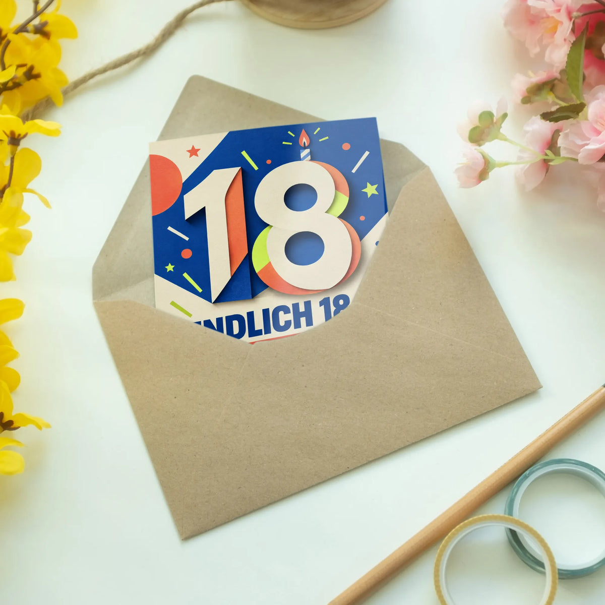 Coole Geburtstagskarte zum 18. Geburtstag mit großer 18|p:2014124|h:4b2e0f2becd5e1daf5c60bc60d7271e7