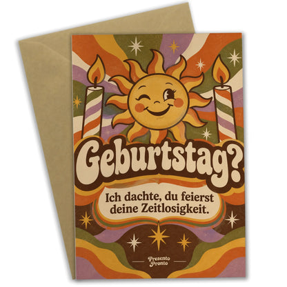 Lustige Geburtstagskarte mit Retro-Sonne und Kerzen|p:2014129|h:c9a6a57373d809a9266b980974d4c8f0