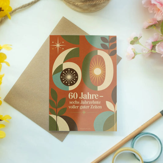 Nostalgische Geburtstagskarte zum 60. Geburtstag mit geometrischer 60|p:2014130|h:d2f01337b5cb1e6bfac87703ab80b462
