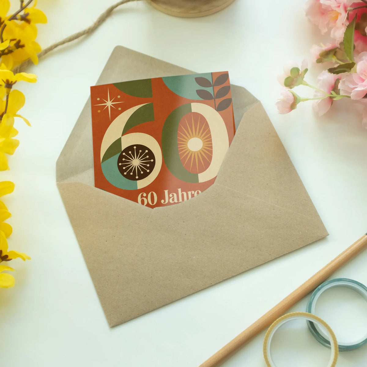 Nostalgische Geburtstagskarte zum 60. Geburtstag mit geometrischer 60|p:2014130|h:aa86a8b433d5744f3d44b5bbc5a6af3d