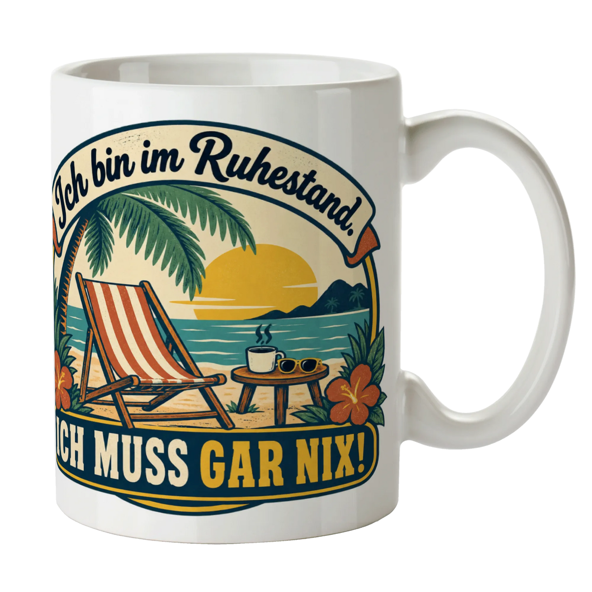 Lustige Tasse zur Rente mit Liegestuhl|p:2014132|h:5117d310954e4d2f1d86c811246f36a0