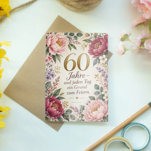 Herzliche Geburtstagskarte zum 60 mit Pfingstrosen|p:2014133|h:8fb055f407e501580983702e867239b0
