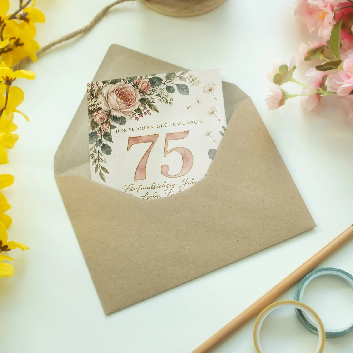 Herzliche Geburtstagskarte zum 75 mit Rosen und Eukalyptus|p:2014134|h:eeb8d1588b896a36636a69ed456e9622