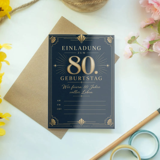 Elegante Einladungskarten zum 80. Geburtstag mit Goldornamenten|p:2014136|h:918a565cd2fe03c3eacbb554fd0f5551