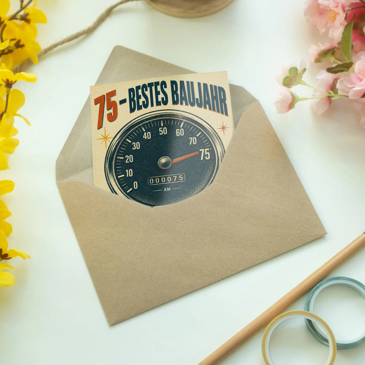Lustige Geburtstagskarte zum 75. Geburtstag mit Tachometer|p:2014137|h:8925b538b3c831563f5508adc64a0a84