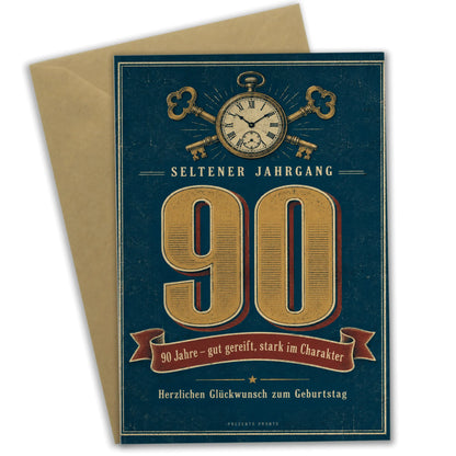 Nostalgische Geburtstagskarte zum 90. Geburtstag mit Taschenuhr|p:2014140|h:42636a240c6a2b19a2ebc79216ba1b4f