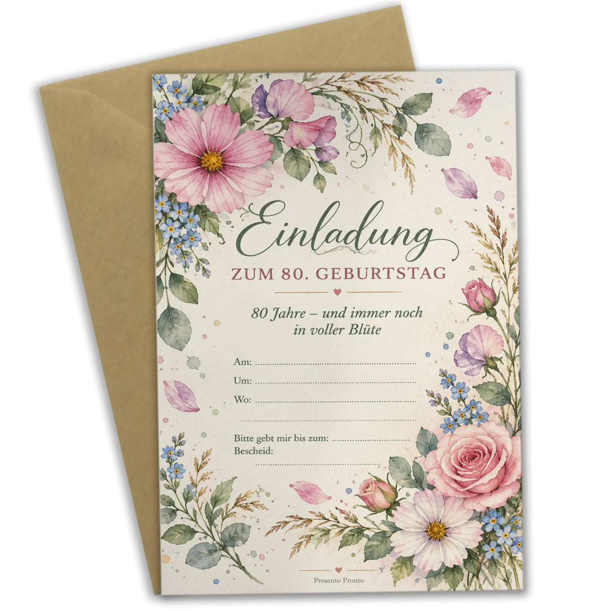 Elegante Einladungskarten zum 80. Geburtstag mit Aquarellblumen|p:2014141|h:1acceae60a2e0f76236bce2f0f85f8ba