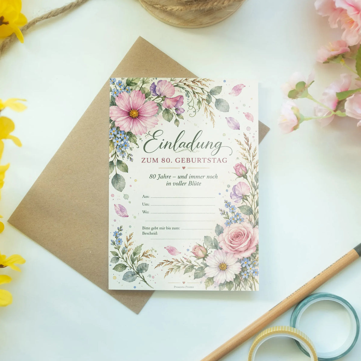 Elegante Einladungskarten zum 80. Geburtstag mit Aquarellblumen|p:2014141|h:5b376997cb078077c4d93cb5fce588cc