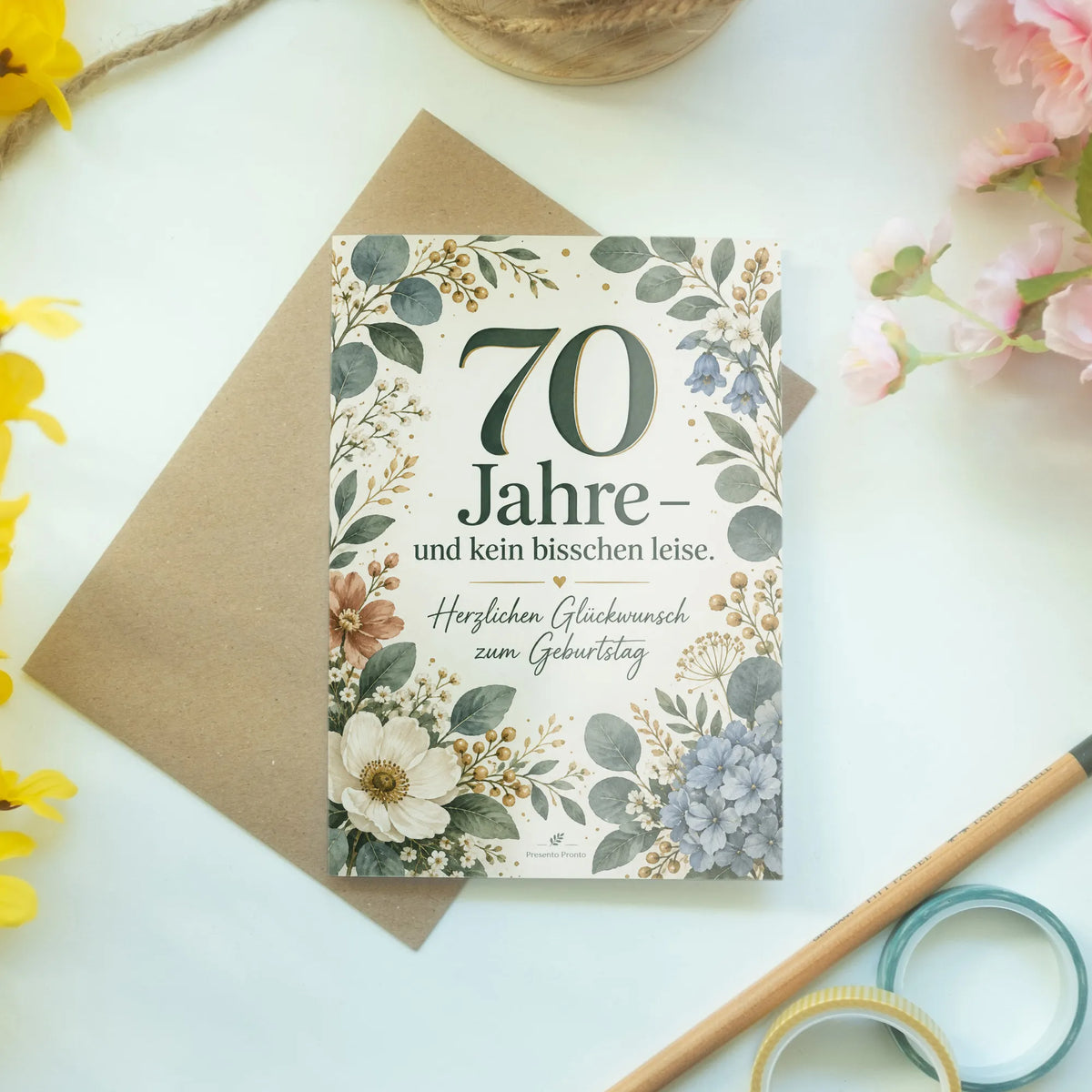 Lustige Geburtstagskarte zum 70 für den Sohn mit Wildblumen|p:2014142|h:fb566aa9e0591b02d994b7053a4d13e6