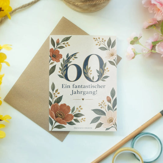 Elegante Geburtstagskarte zum 60. Geburtstag florale Zahl|p:2014144|h:d3202f9b04e9f2bee7c79e625a5b2fd4