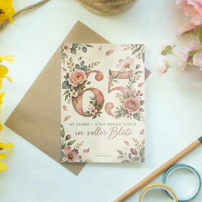 Elegante Geburtstagskarte zum 65. Geburtstag mit Rosen|p:2014148|h:d2e1bc7d271777eac794fc24c3d63856