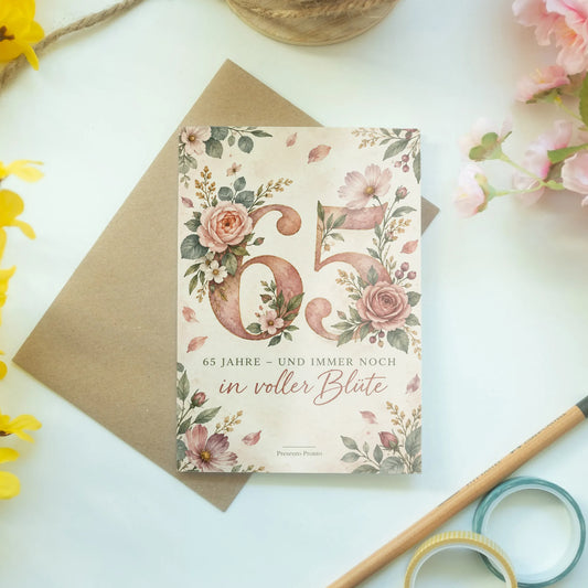 Elegante Geburtstagskarte zum 65. Geburtstag mit Rosen|p:2014148|h:d2e1bc7d271777eac794fc24c3d63856