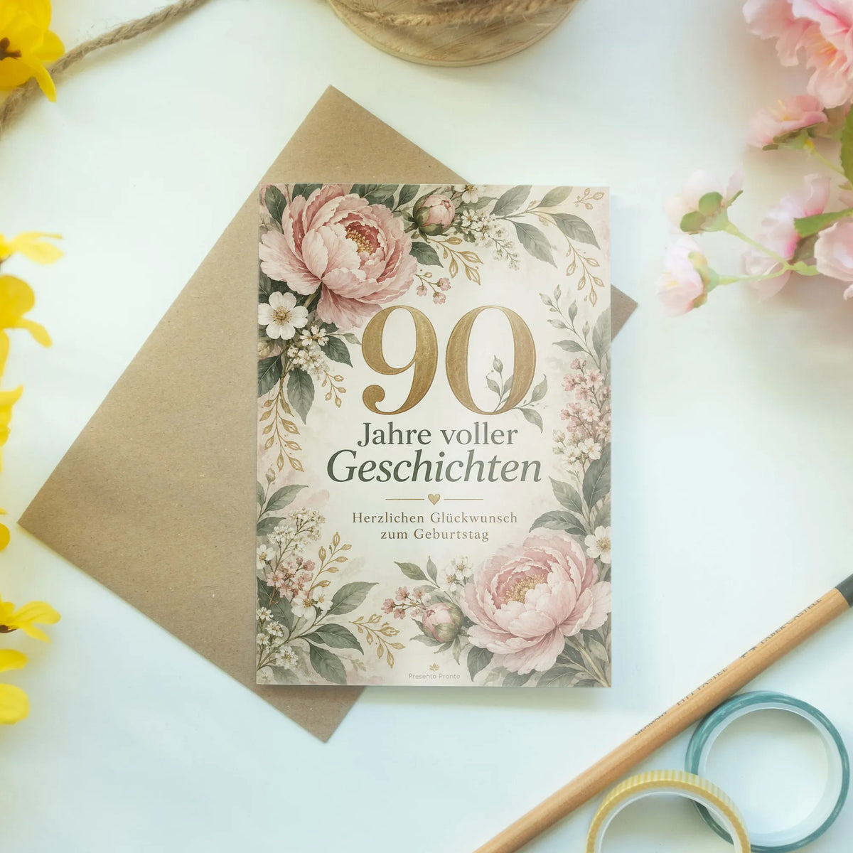 Elegante Geburtstagskarte zum 90. Geburtstag mit Pfingstrosen|p:2014149|h:98b6f8b1fa49fe303568cd10267560de