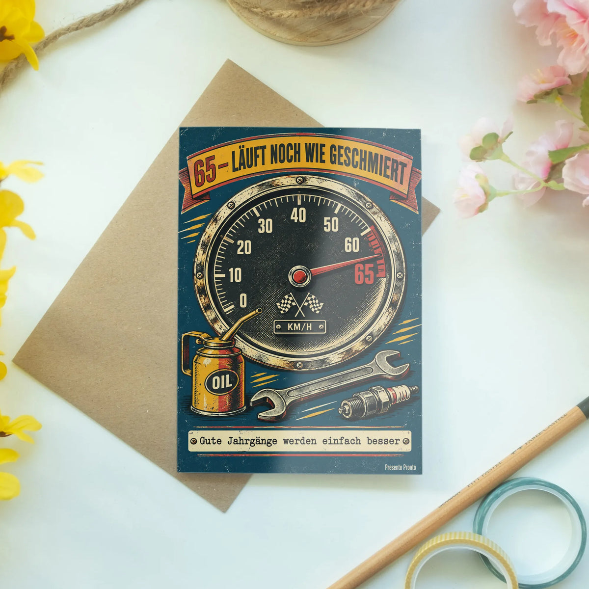 Lustige Geburtstagskarte zum 65. Geburtstag mit Tachometer|p:2014151|h:60778f1445db15a4ab87f4f432bb83a0
