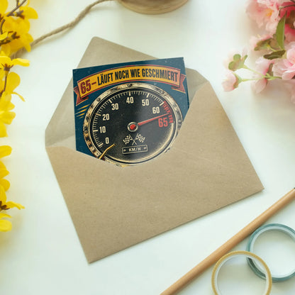 Lustige Geburtstagskarte zum 65. Geburtstag mit Tachometer|p:2014151|h:e2ed5a29c80919936fc088dc40e2f314