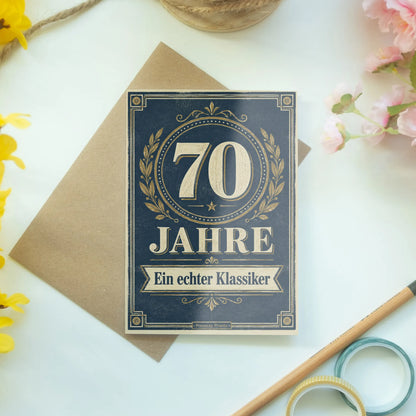 Elegante Geburtstagskarte zum 70. für den Sohn mit Retro-Emblem|p:2014154|h:0899d053105c57afcc6e52d45083600b