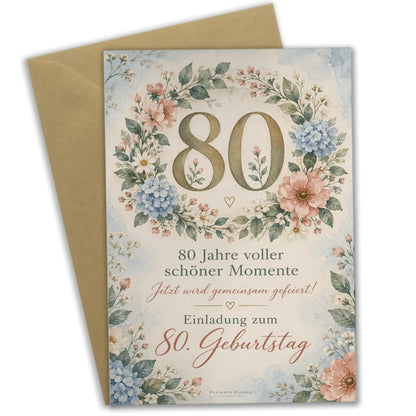 Elegante Einladungskarten zum 80. Geburtstag Blumenkranz|p:2014155|h:c9e98344bd498830353a15a3d9945660