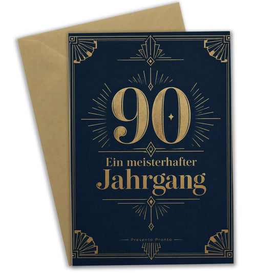 Elegante Geburtstagskarte zum 90. Geburtstag mit Art-Déco-Rahmen|p:2014163|h:9391f6dd6b59b4eb7b74e4a9bafbe64c