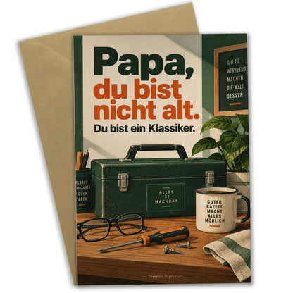 Lustige Geburtstagskarte für Vater mit Werkzeugkiste|p:2014170|h:84f2c02ed039b193f6c10bd099190d59