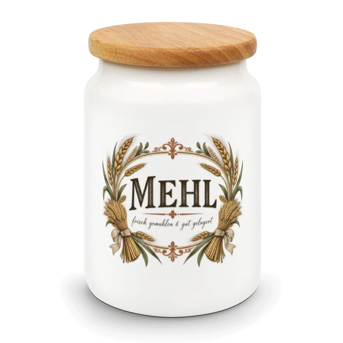 Nostalgische Vorratsdose für Mehl zum Backen mit Ähren|p:2014175|h:7b6ce36a31ed73b9849664c9f0c34292