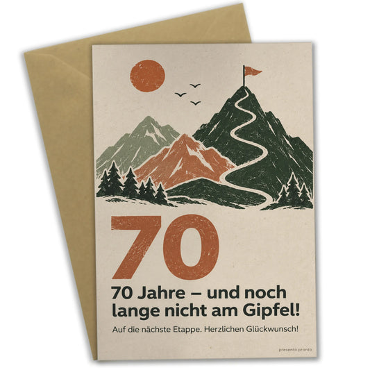 Motivierende Geburtstagskarte zum 70. mit Berglandschaft|p:2014187|h:b3588ee31fc7231934d554aaafb8138b