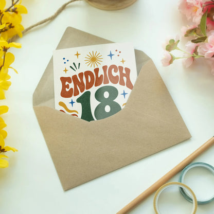 Coole Geburtstagskarte zum 18. Geburtstag Endlich 18|p:2014189|h:4a5870fe14ec1549c5e25f1887088b5d