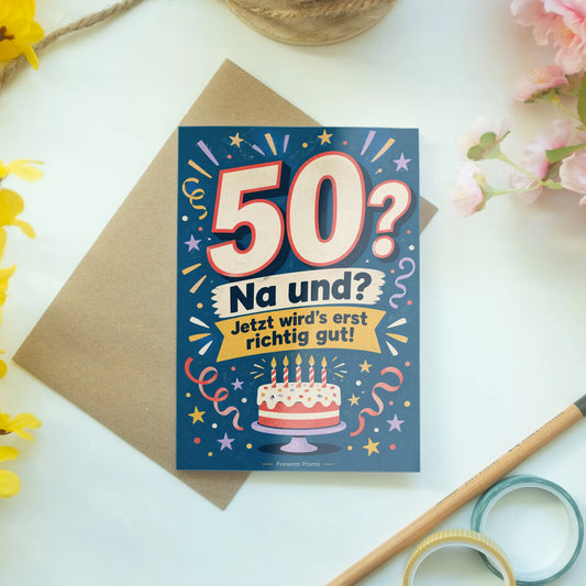 Lustige Geburtstagskarte zum 50. Geburtstag mit großer 50|p:2014193|h:29346c6a4c613941d8f14223f9e99208