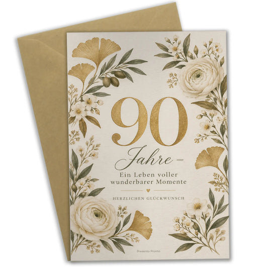 Elegante Geburtstagskarte zum 90. Geburtstag mit großer 90|p:2014203|h:2b03803abc2feddddf7e201db3ff29f8