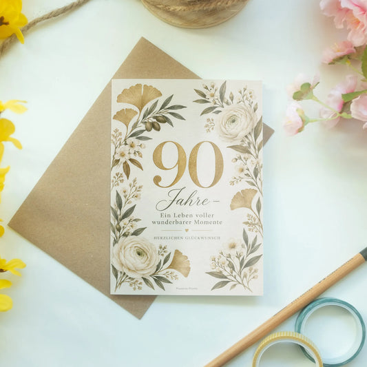 Elegante Geburtstagskarte zum 90. Geburtstag mit großer 90|p:2014203|h:69af5b6c9c01c5ec0accbde9ce81d2d8