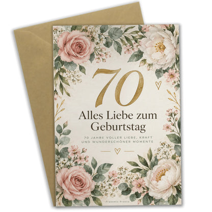Elegante Geburtstagskarte zum 70. Geburtstag für Frauen mit Blumenkranz|p:2014213|h:0a6b552ad135f920504f09341fd2bb5d