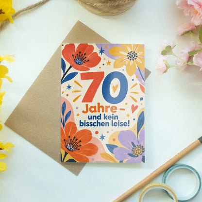 Lustige Geburtstagskarte zum 70. Geburtstag für Frauen mit Wildblumen|p:2014222|h:90b99ca2d88aa2d940039c64e52912a3