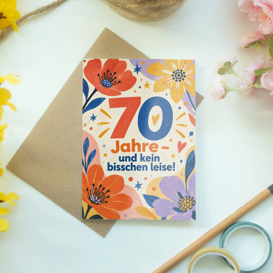 Lustige Geburtstagskarte zum 70. Geburtstag für Frauen mit Wildblumen|p:2014222|h:90b99ca2d88aa2d940039c64e52912a3