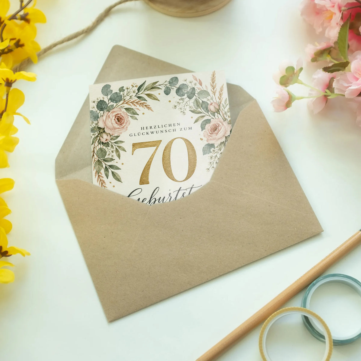 Elegante Geburtstagskarte zum 70. Geburtstag mit goldener 70|p:2014231|h:7147f21089ccda3f4142089b98173e00