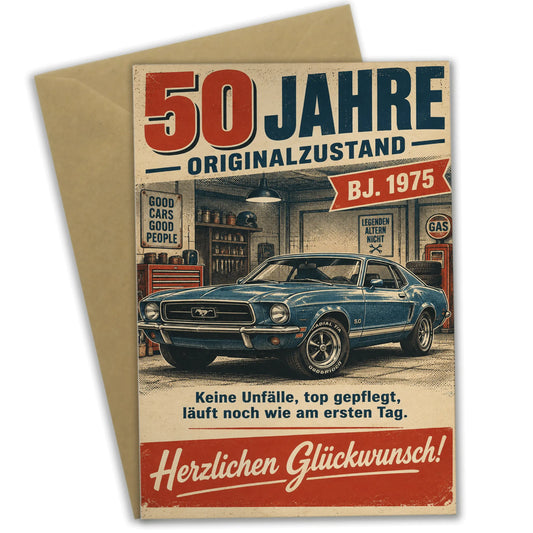 Lustige Geburtstagskarte zum 50. für Männer mit Oldtimer|p:2014237|h:e76f8305be1ce0592b9d3e7c53048274
