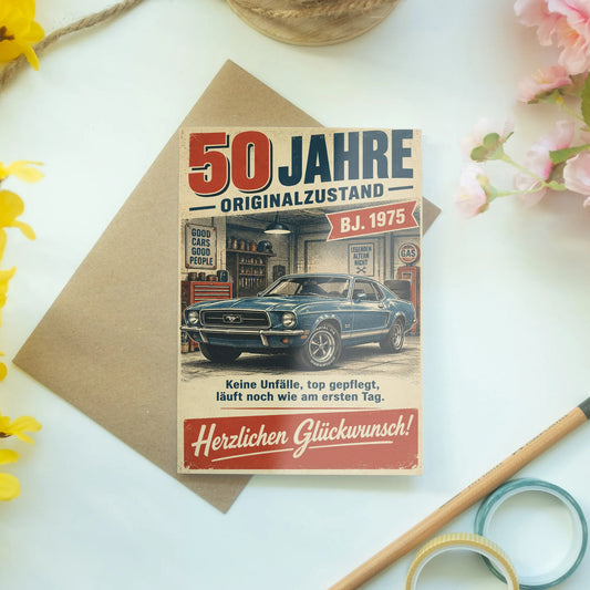 Lustige Geburtstagskarte zum 50. für Männer mit Oldtimer|p:2014237|h:538b18fde7d3abaf874cd0f846bdb489