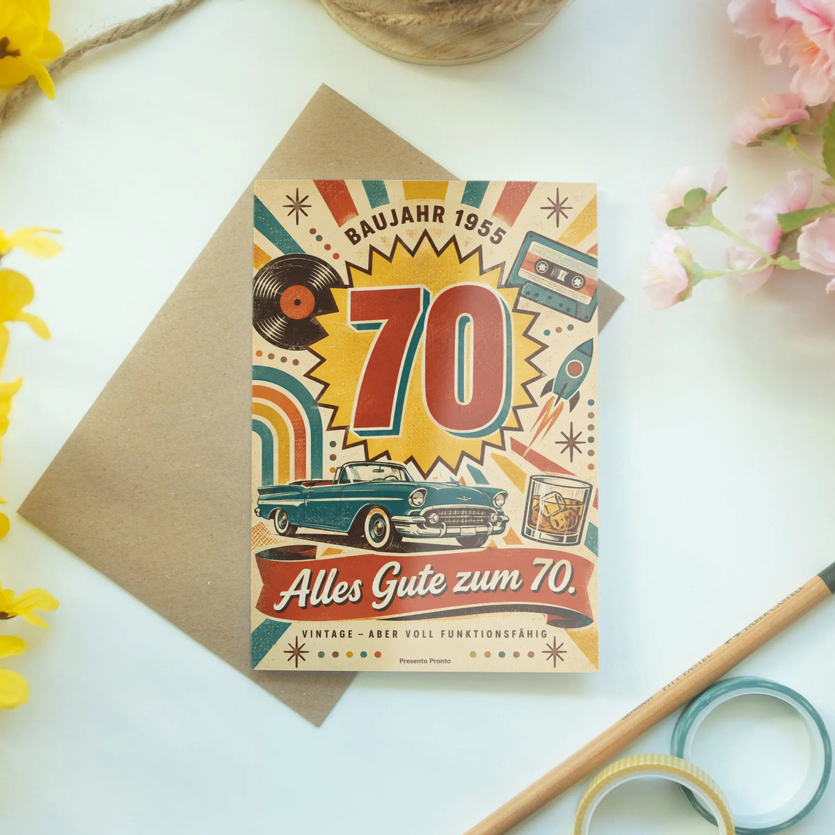 Herzliche Geburtstagskarte zum 70. Geburtstag mit Oldtimer|p:2014238|h:624f9f6007af9ee50efb9d134cfcd467