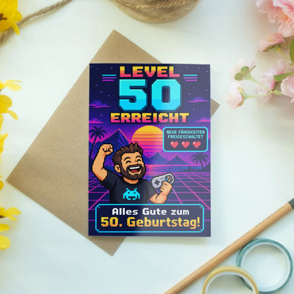 Lustige Geburtstagskarte zum 50. für Männer mit Pixelspieler|p:2014241|h:2cce292add7ad5e131c2dc43c3b44556