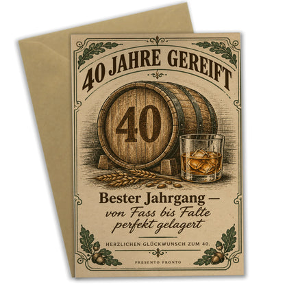 Coole Geburtstagskarte zum 40. für Männer mit Whiskyfass|p:2014243|h:1643432df731c988546a7d89cca850f4