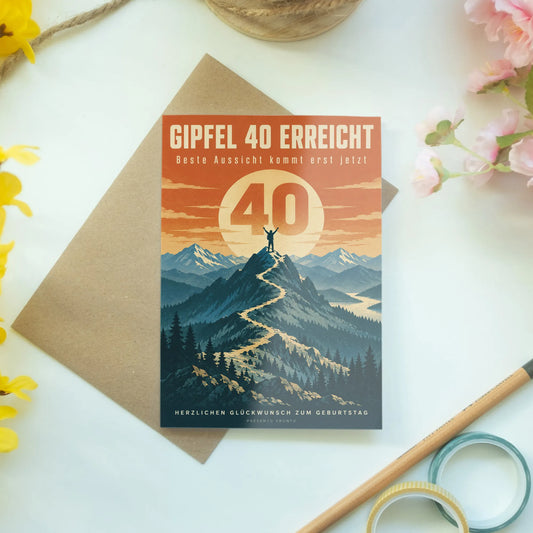 Coole Geburtstagskarte zum 40. für Männer mit Berggipfel|p:2014244|h:207d1e7faf098413725a6eca102e5a96