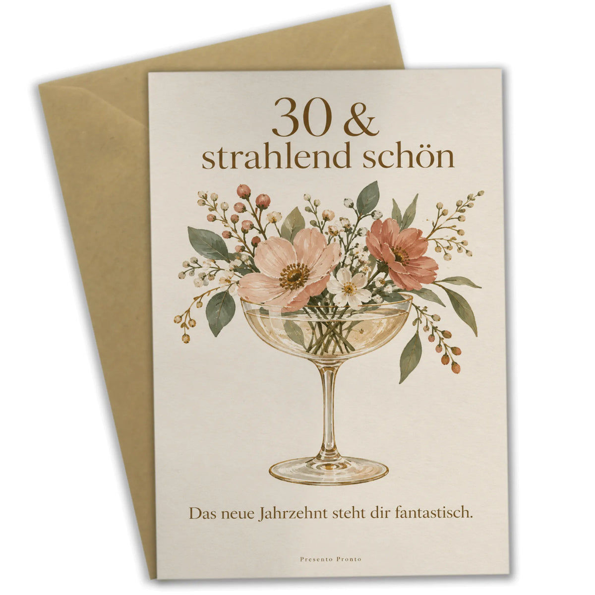 Elegante Geburtstagskarte zum 30. mit Champagnerglas und Wildblumen|p:2014245|h:fa850b5975ce37602c16a8d6d5971ae2